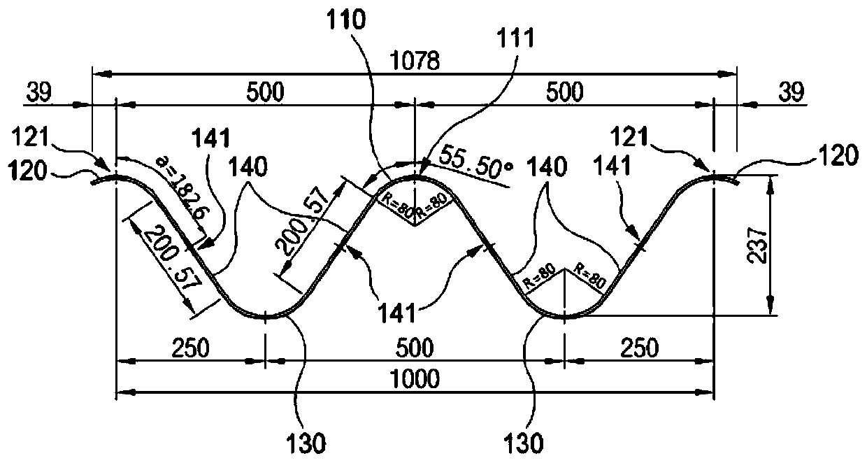 Corrugated steel sheet having inclined portion in which position of coupling hole is adjusted and joint corrugated steel sheet structure using same