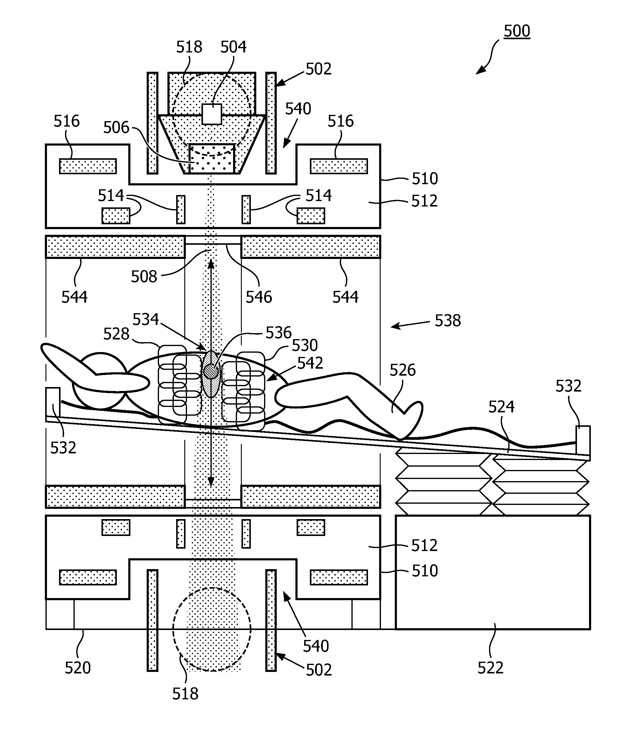 Magnetic resonance imaging and radiotherapy apparatus with at least two-transmit-and receive channels