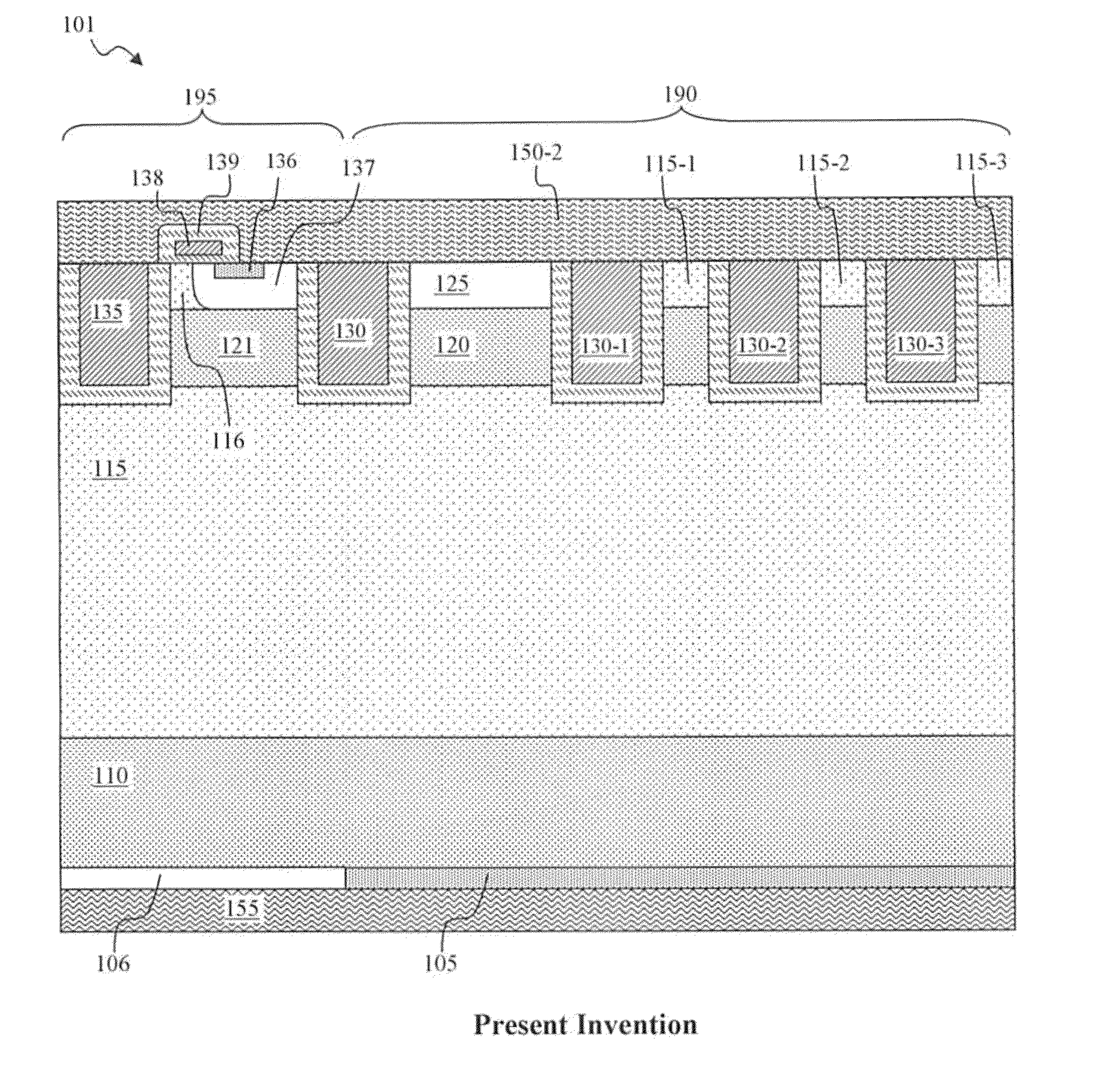 Diode structures with controlled injection efficiency for fast switching