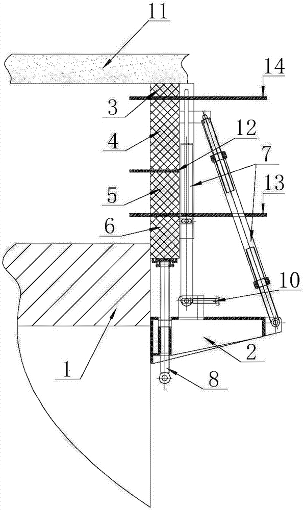 Composite rubber vertical rod telescopic plug plate and use method thereof