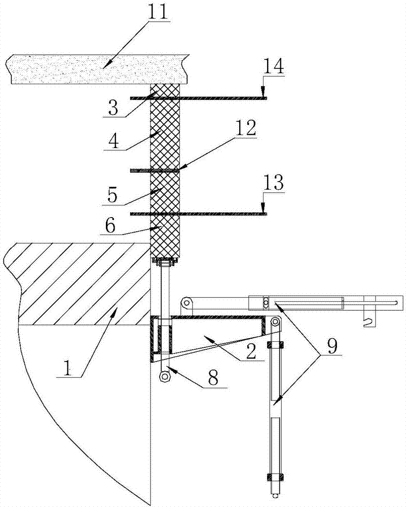 Composite rubber vertical rod telescopic plug plate and use method thereof