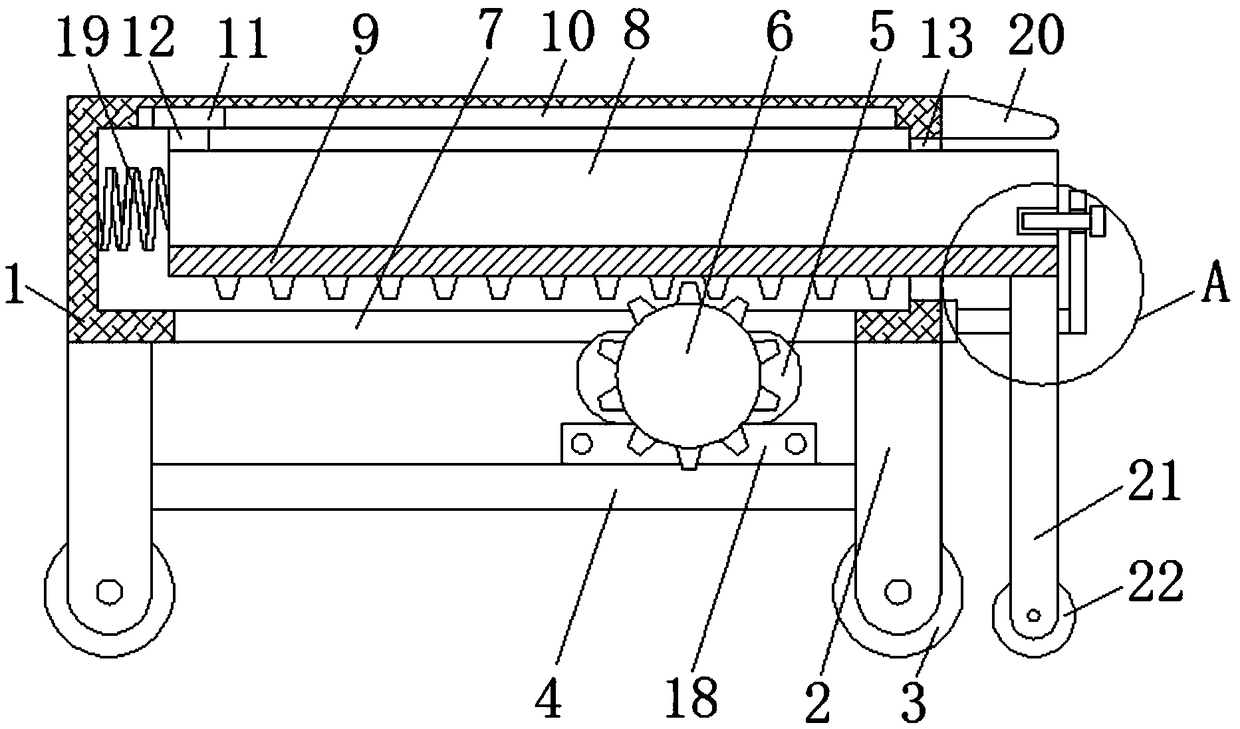 Textile operating table with operating area capable of being adjusted