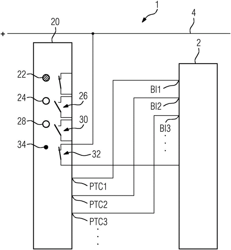 Circuit arrangement comprising a control device having at least one binary input, and associated operating method