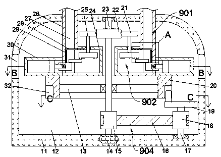 Pushing device for filling internal fuel in fireworks production