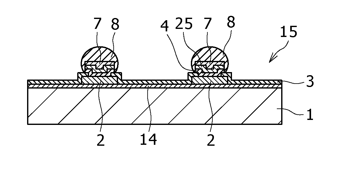 Semiconductor device, chip-on-chip mounting structure, method of manufacturing the semiconductor device, and method of forming the chip-on-chip mounting structure