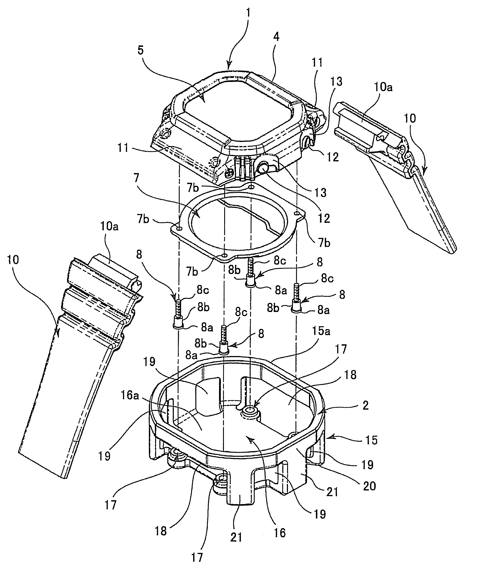 Shock absorbing member for wristwatch and wristwatch