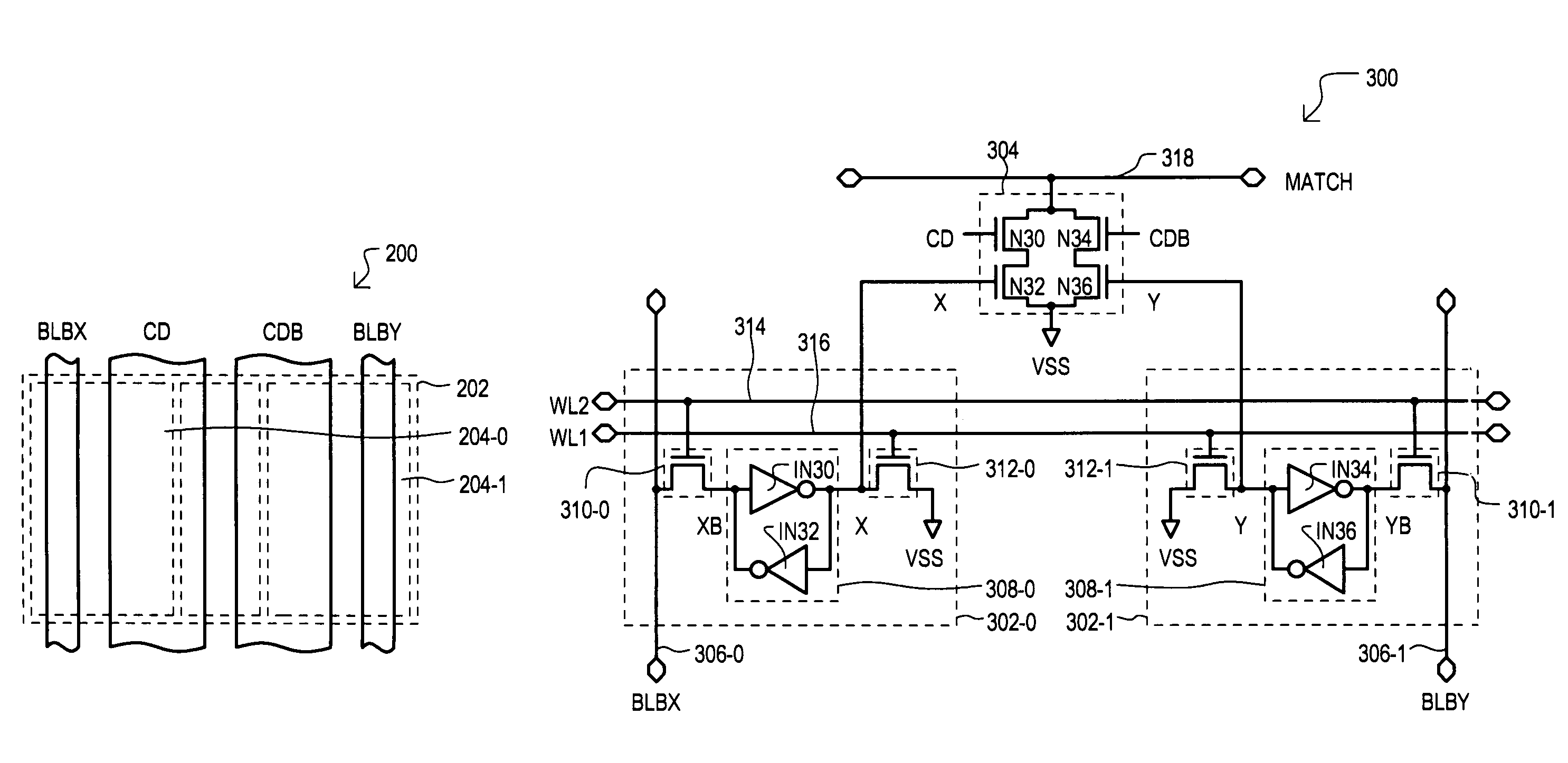 Content addressable memory (CAM) cell bit line architecture