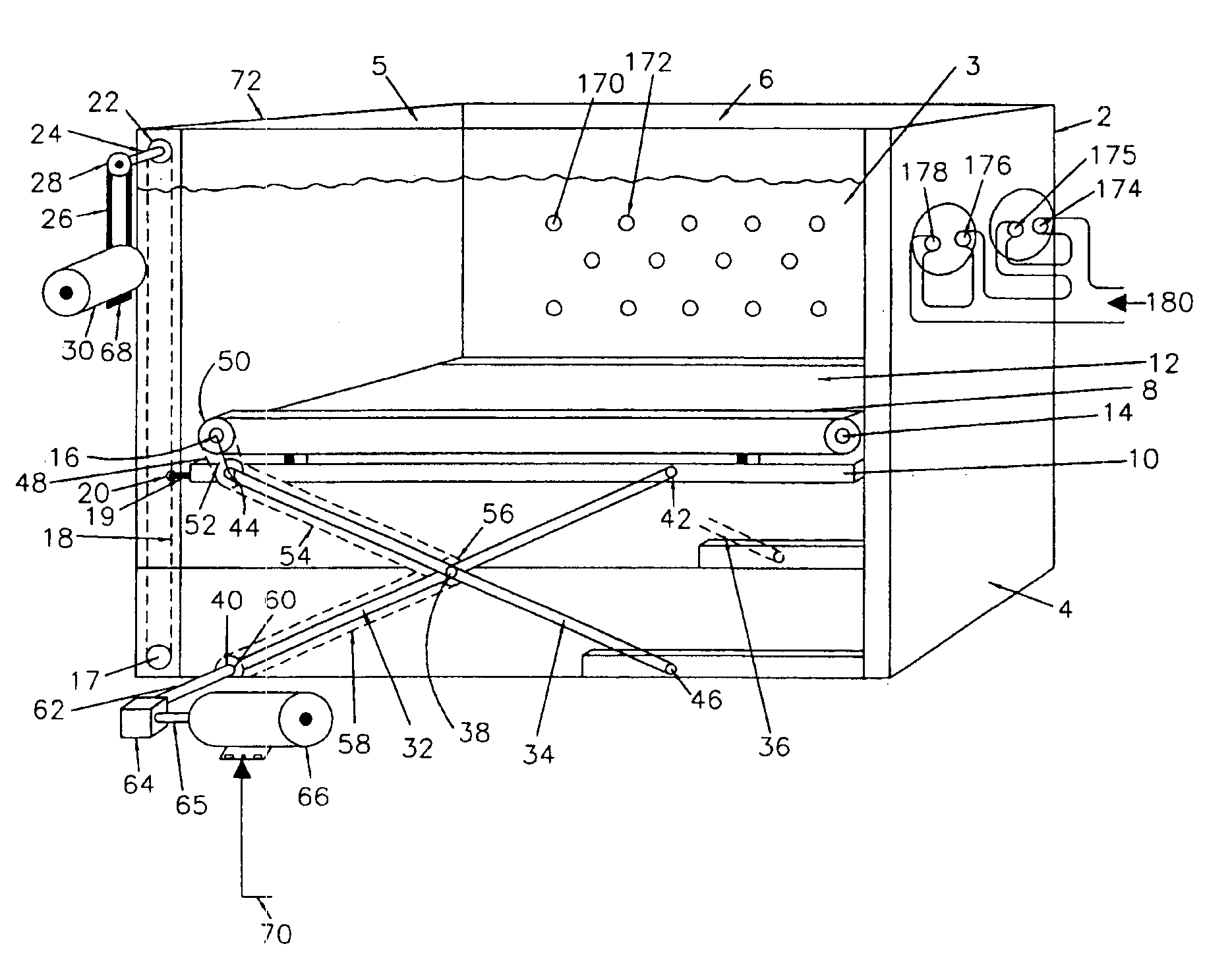 Hydrotherapy and exercise device with integrated lift and treadmill means