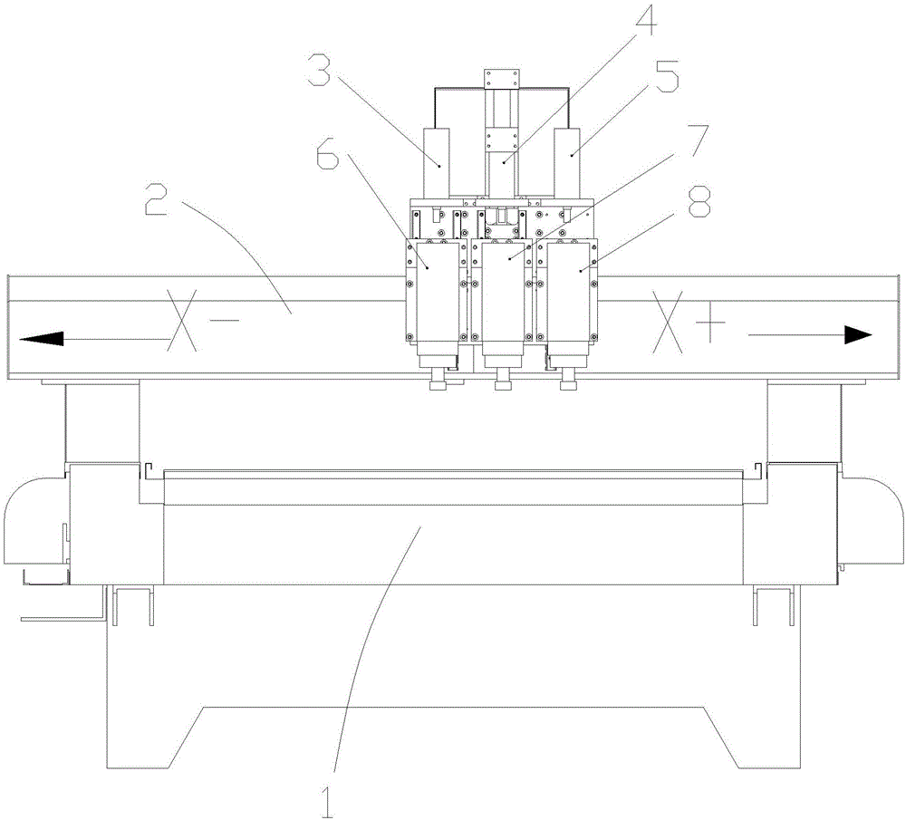 Intelligent three-spindle tool changing woodworking engraving machine