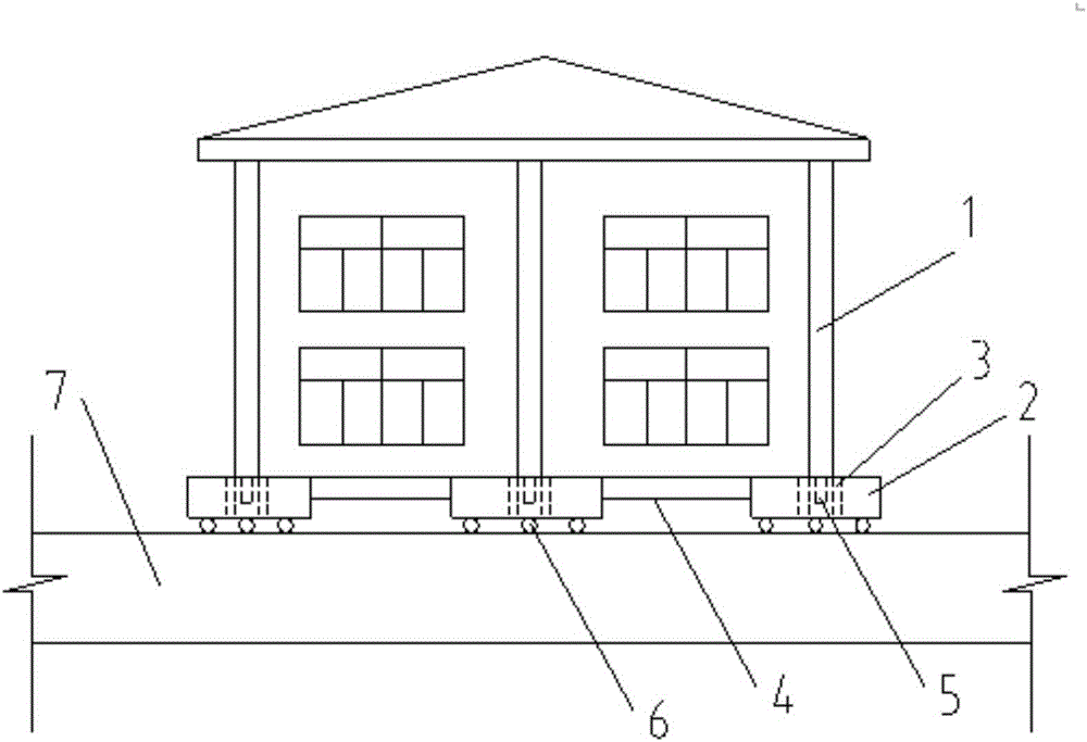 Method for achieving building moving steering by means of track height differences