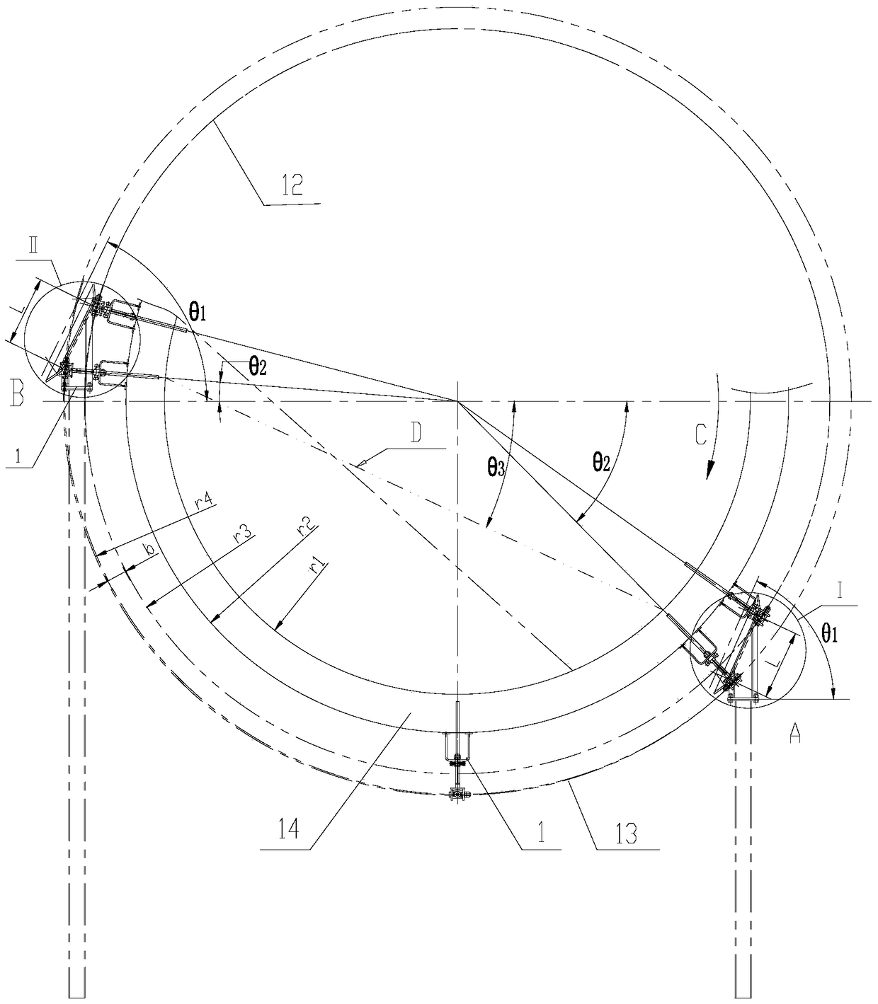 A rotary kiln temperature measuring device