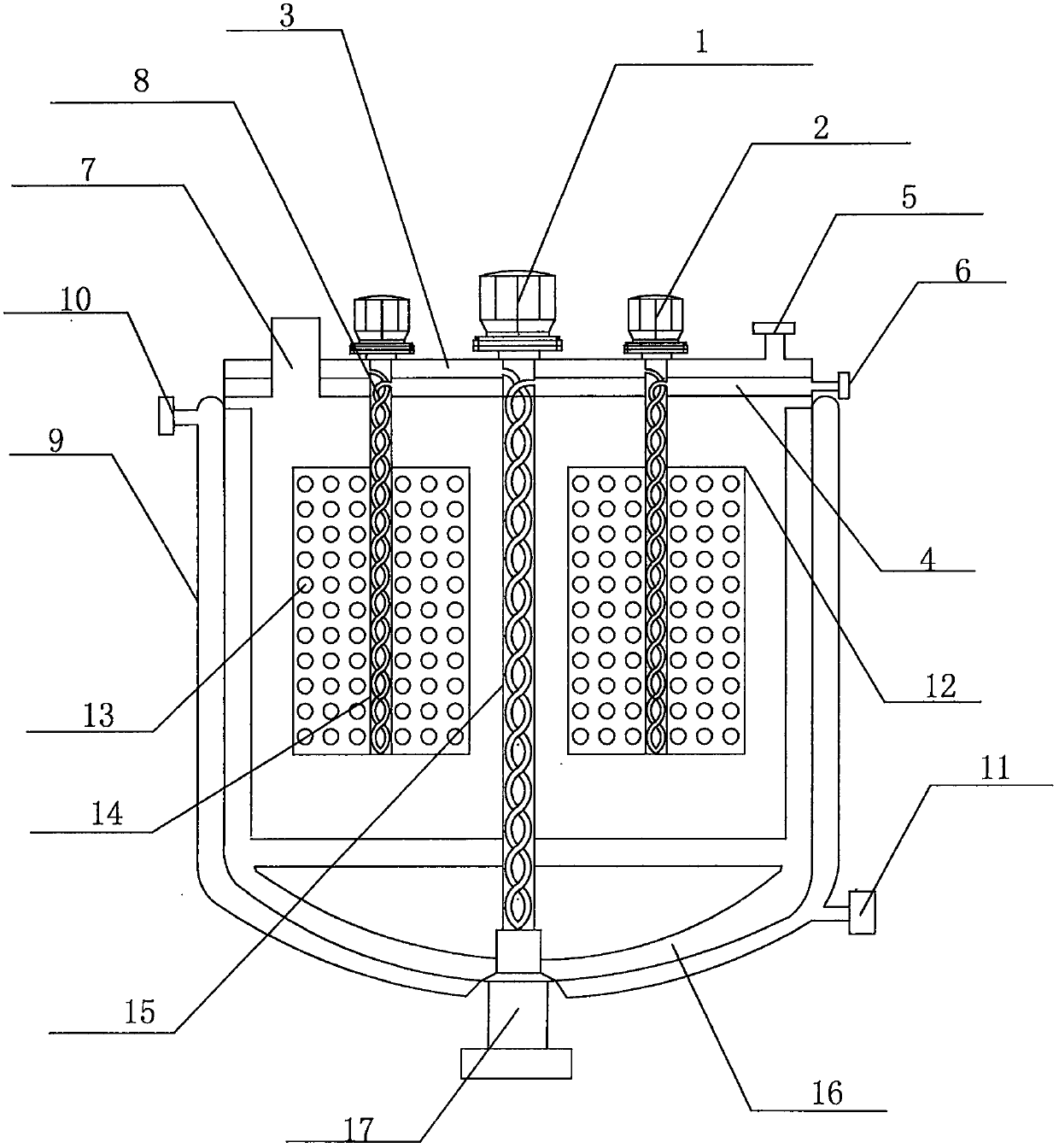 Stirring device for processing tea oil