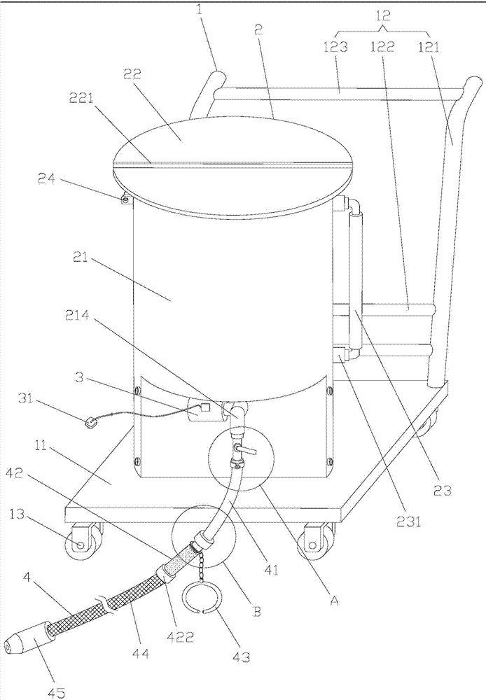 Drenching device for bulls