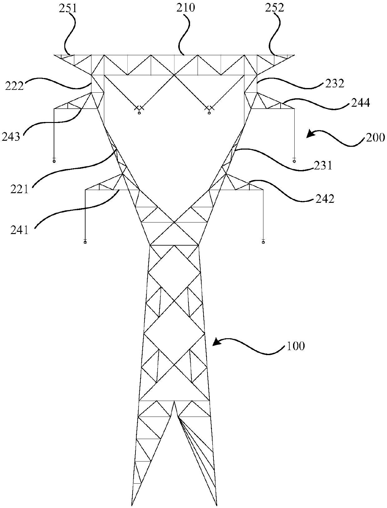 Double-loop cat-head tower and tower head structure thereof