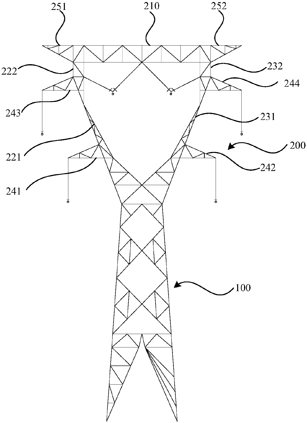 Double-loop cat-head tower and tower head structure thereof