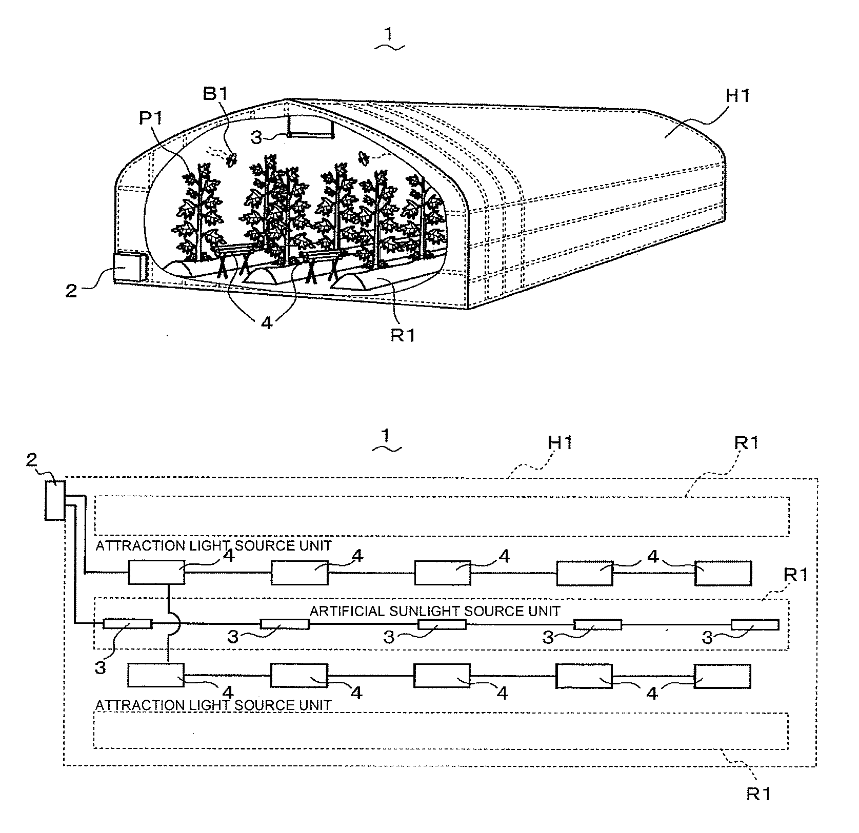 Insect attractant lighting method and insect attractant lighting system