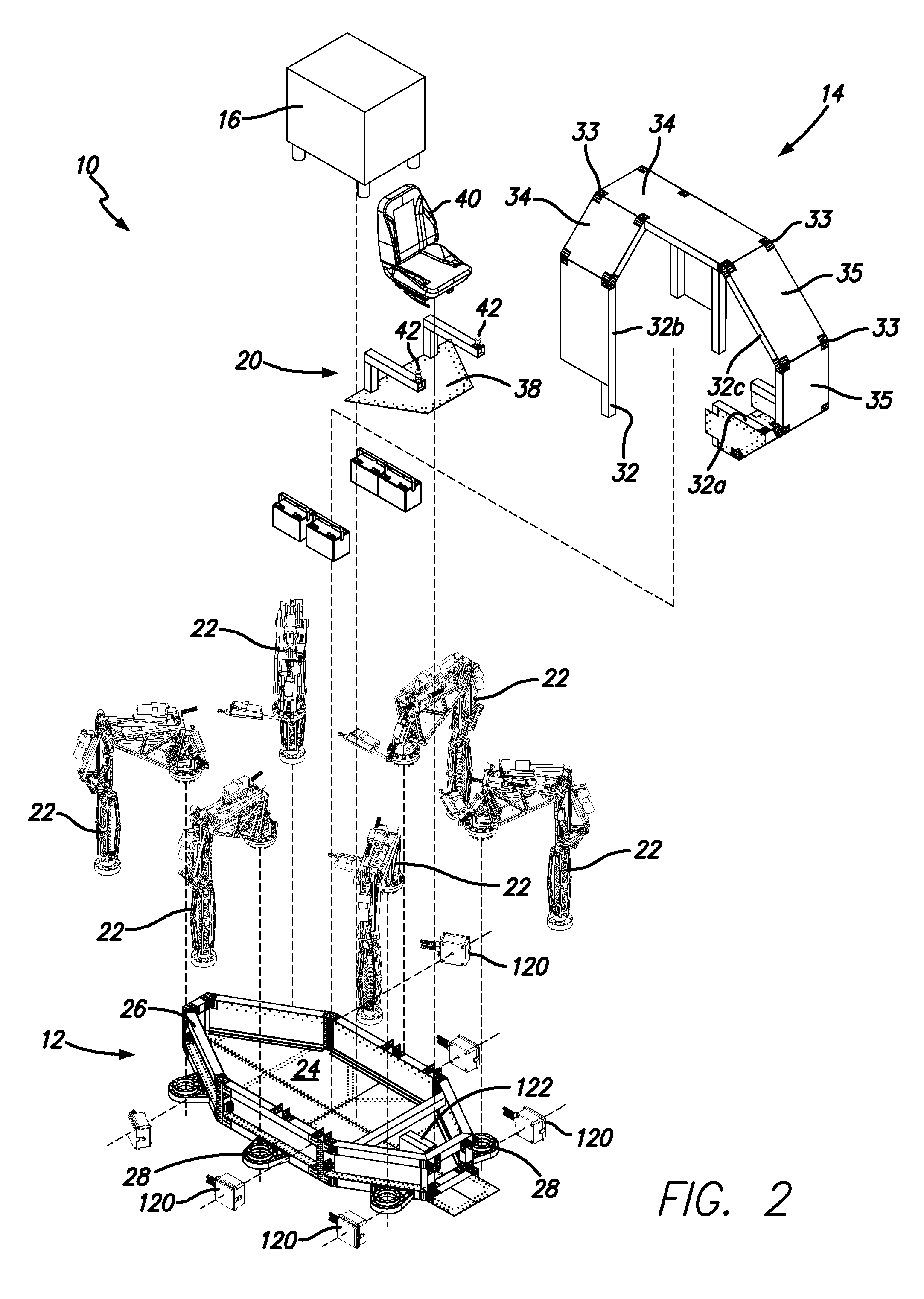 Statically stable walking machine and power system therefor