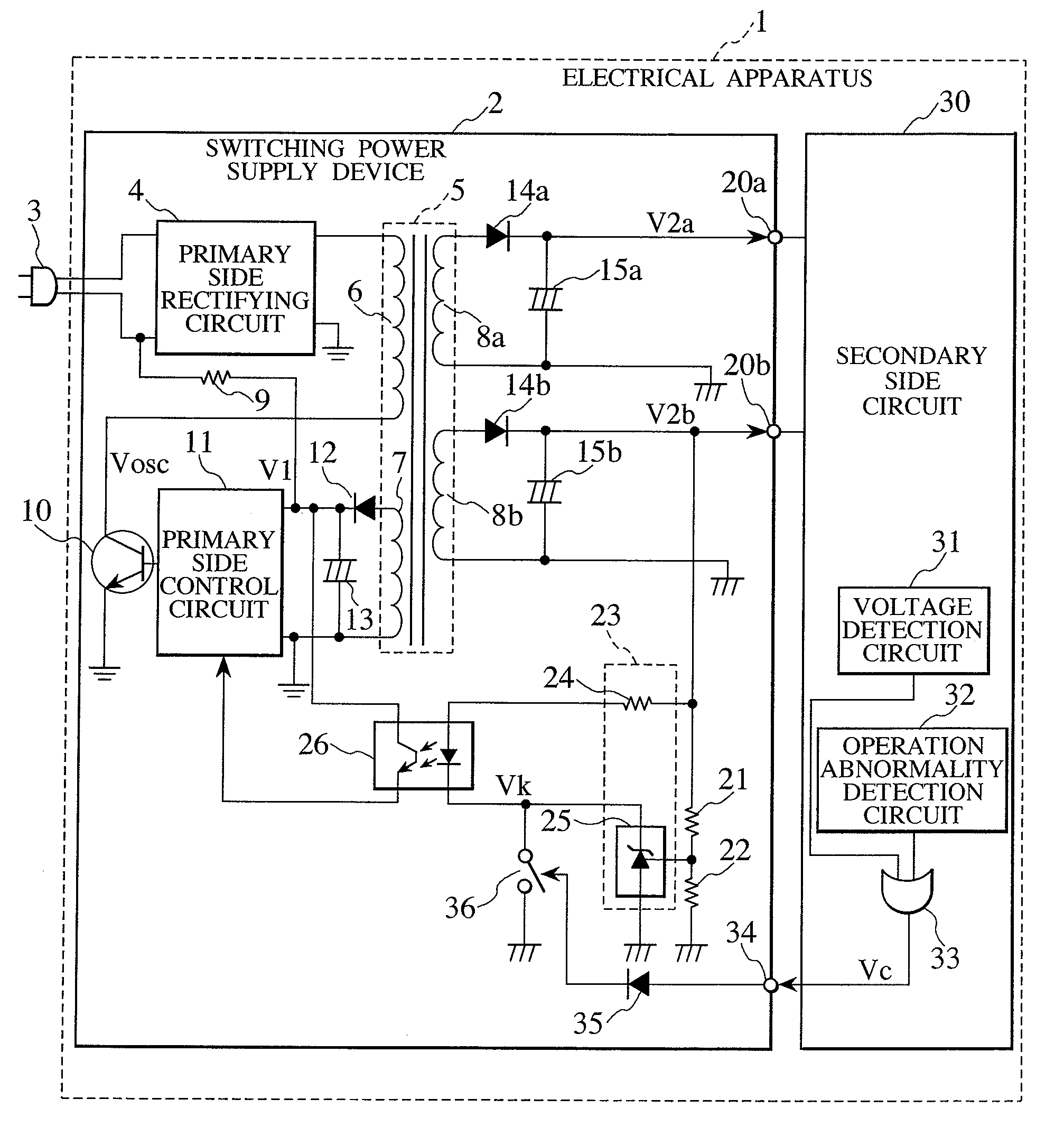 Switching power supply device and electrical apparatus using the same