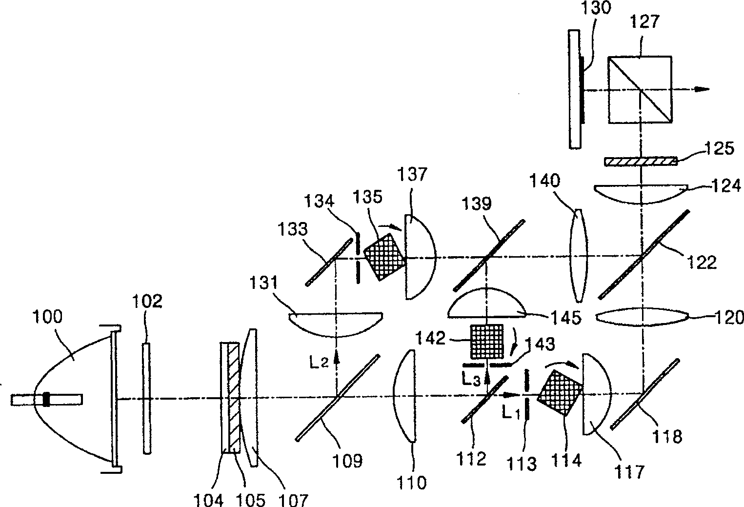 Projection system and method for forming color image