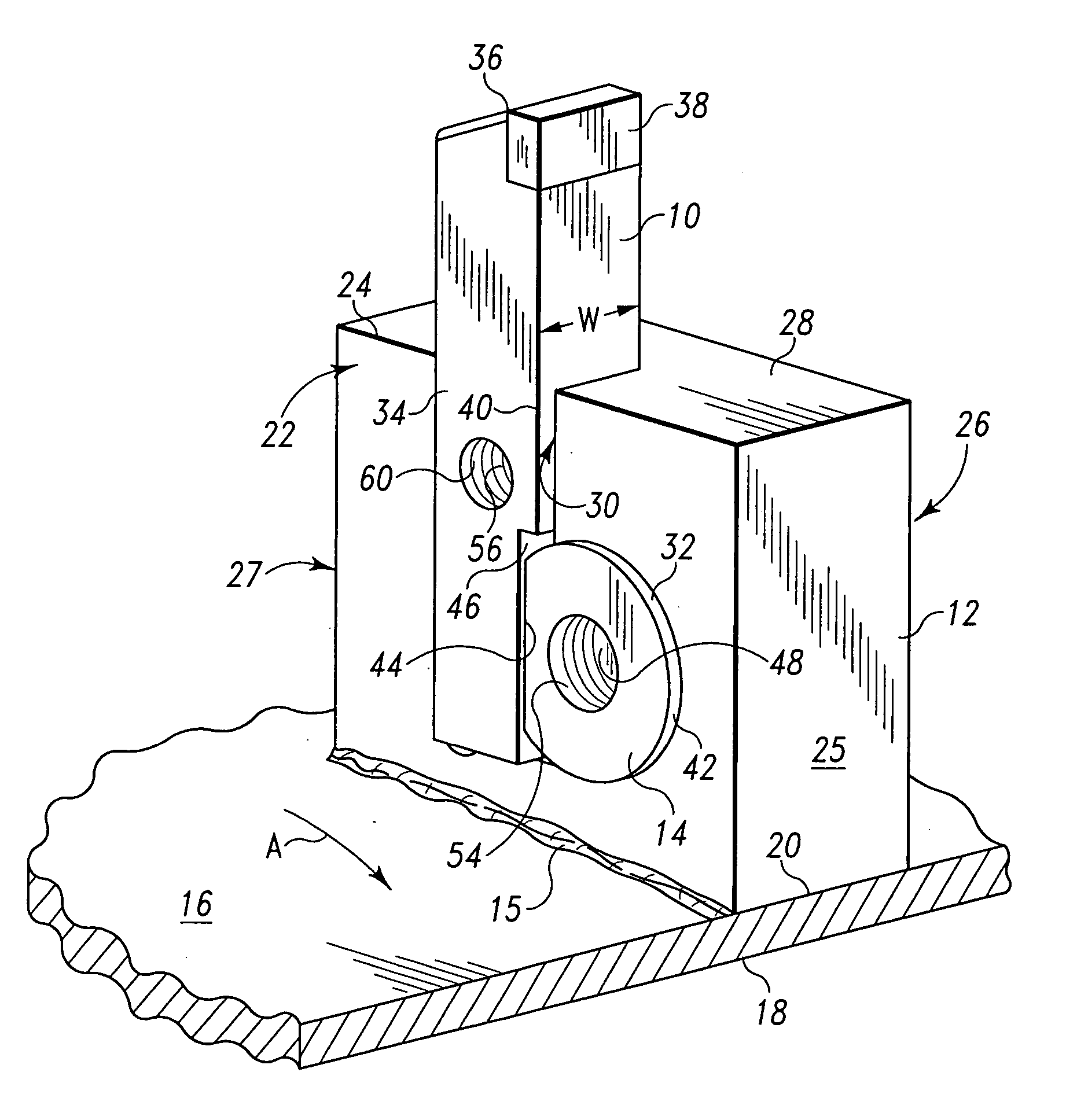 Angular tool and holding block