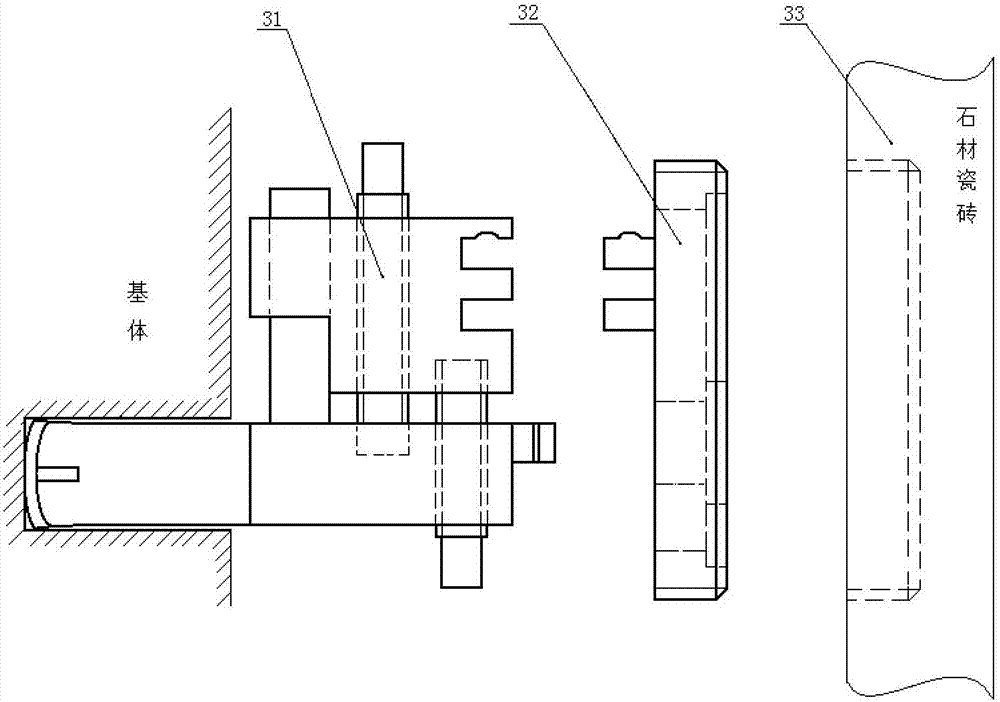 Combined hanging piece for detachable dry hanging stone or ceramic tiles