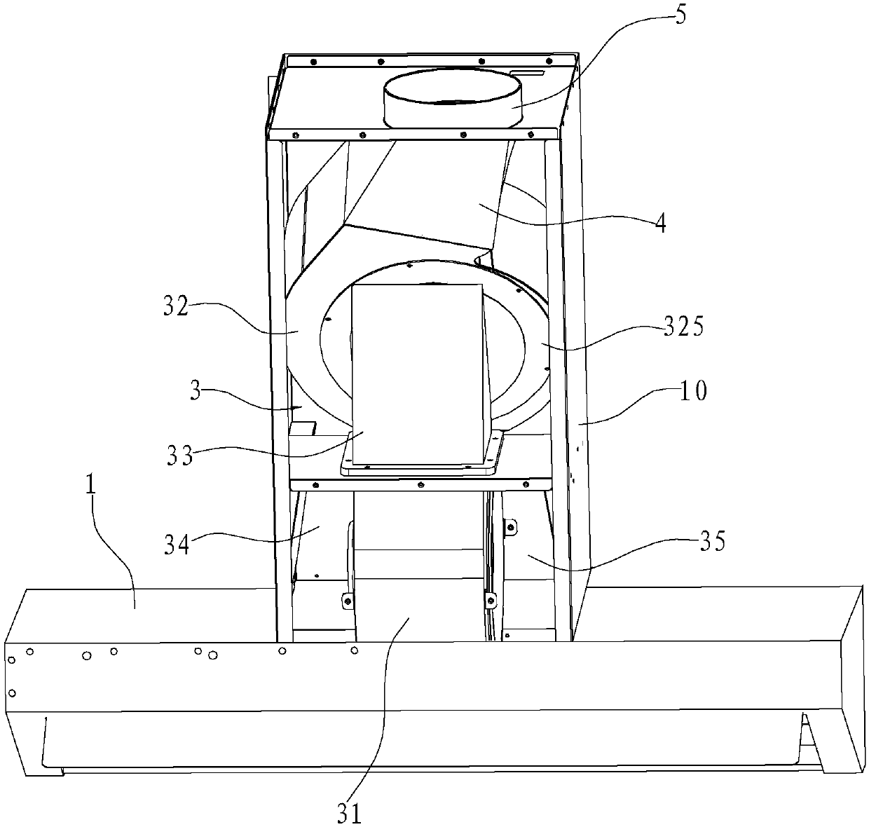 Two-stage series connection noise reduction structure and extractor hood with same