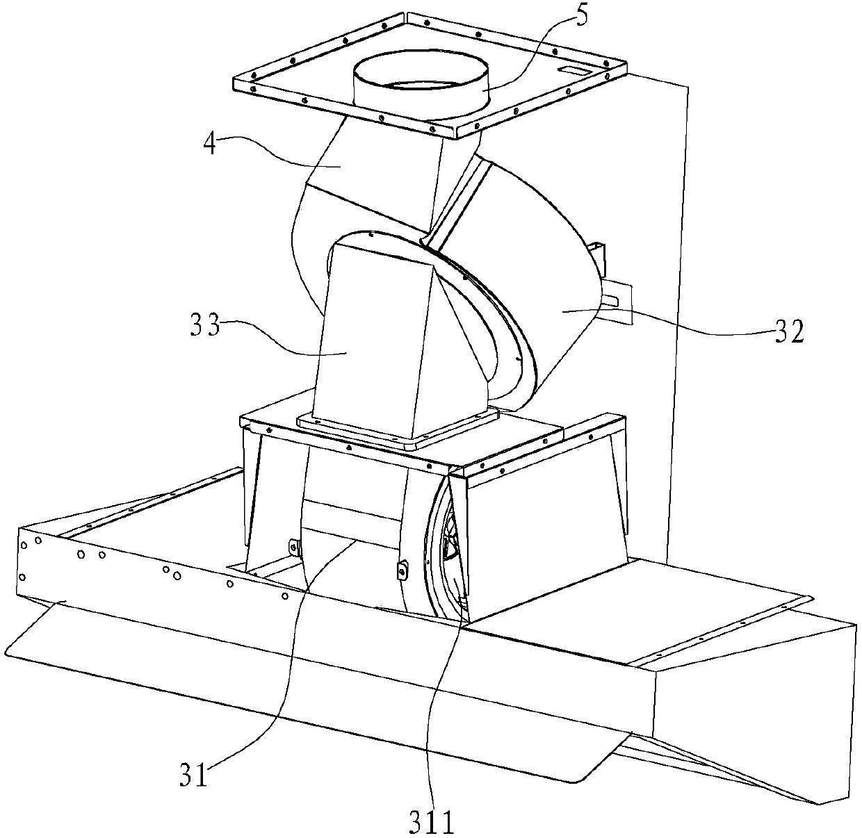 Two-stage series connection noise reduction structure and extractor hood with same