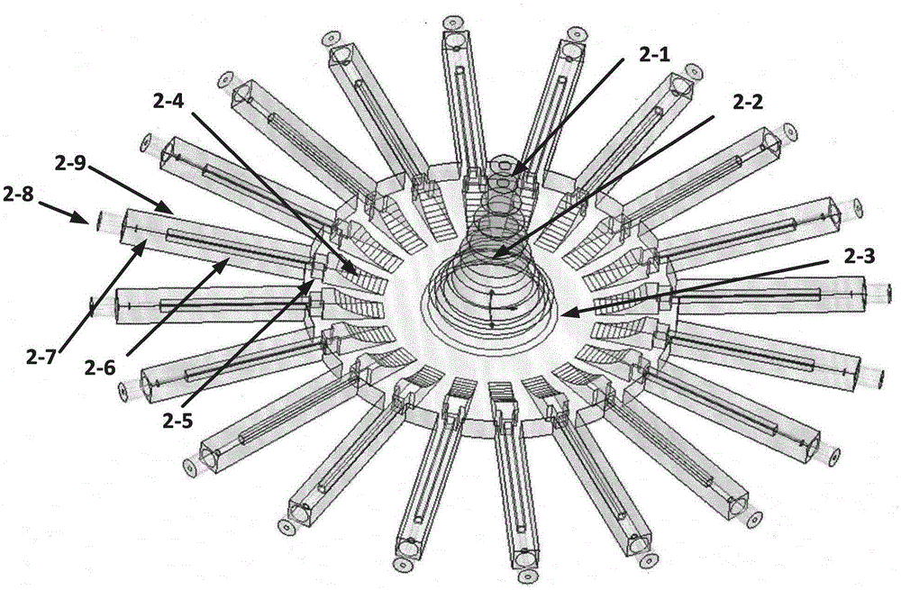 Novel broadband radial curve gradient ridge space power distribution/synthesizer