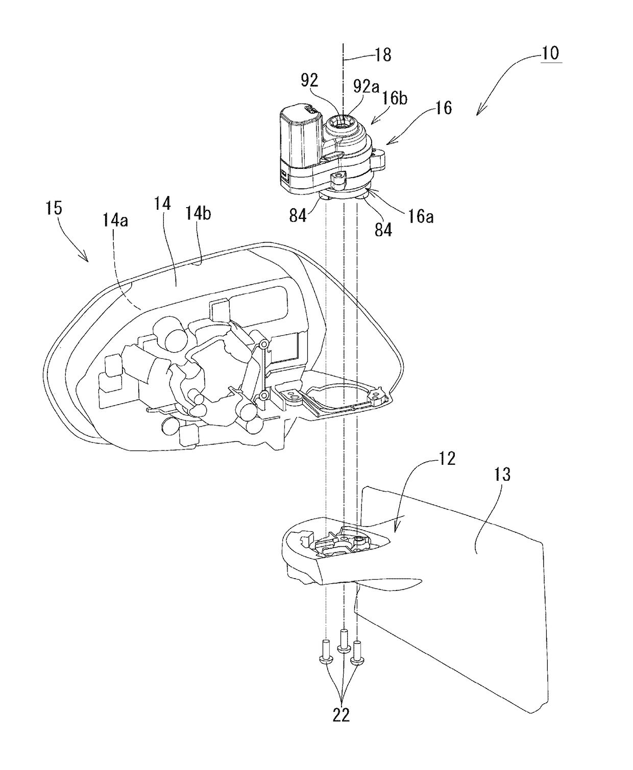 Electric retractable view device for vehicle