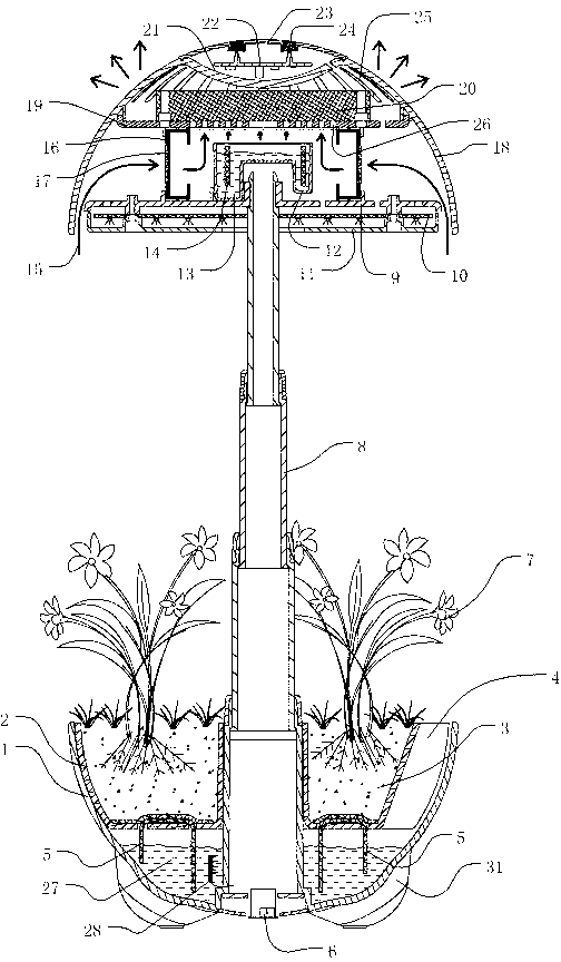 Plant growing device with air purification and fragrance functions