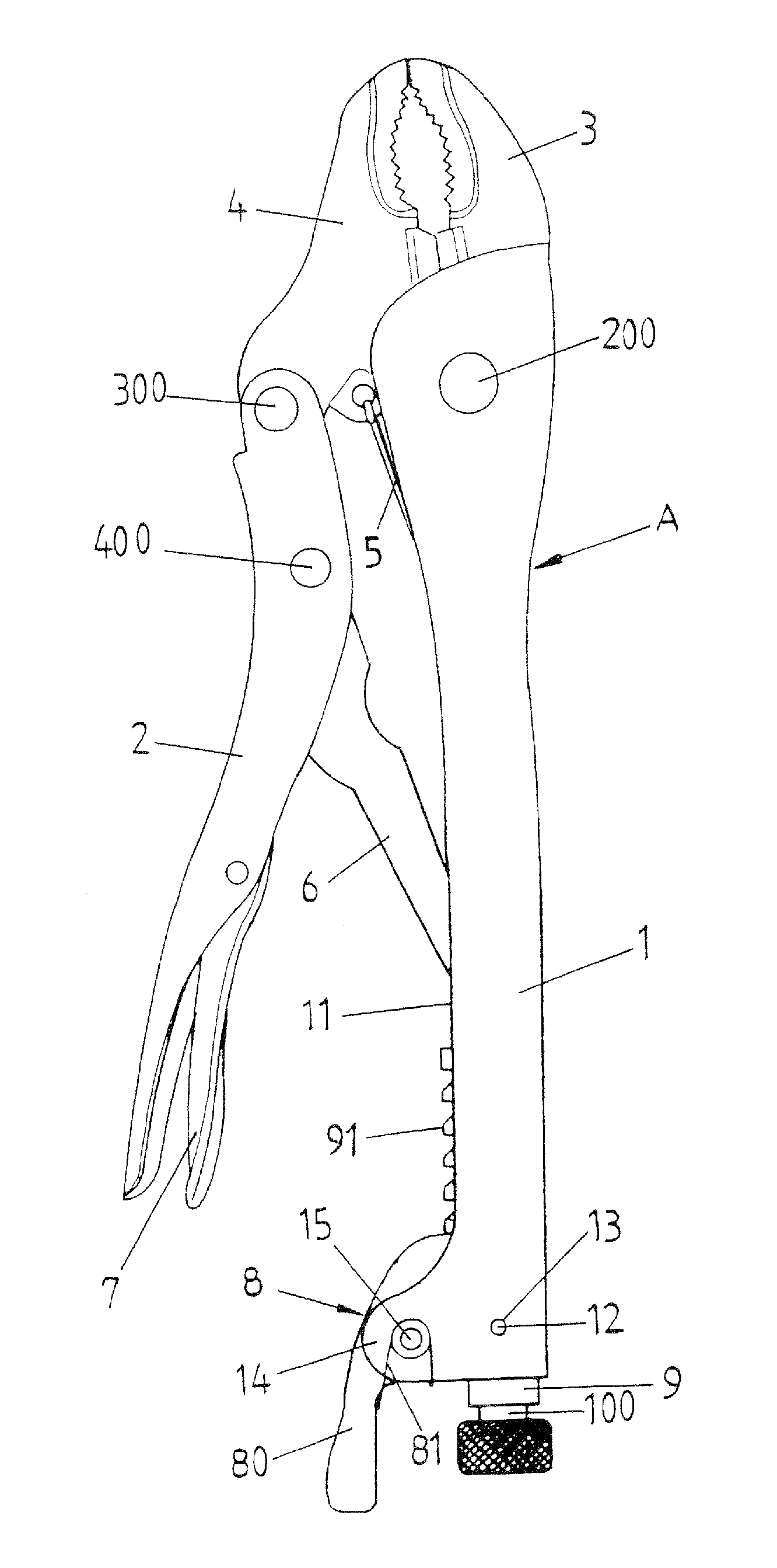 Locking pliers having both fast and fine adjustment to jaw spacing