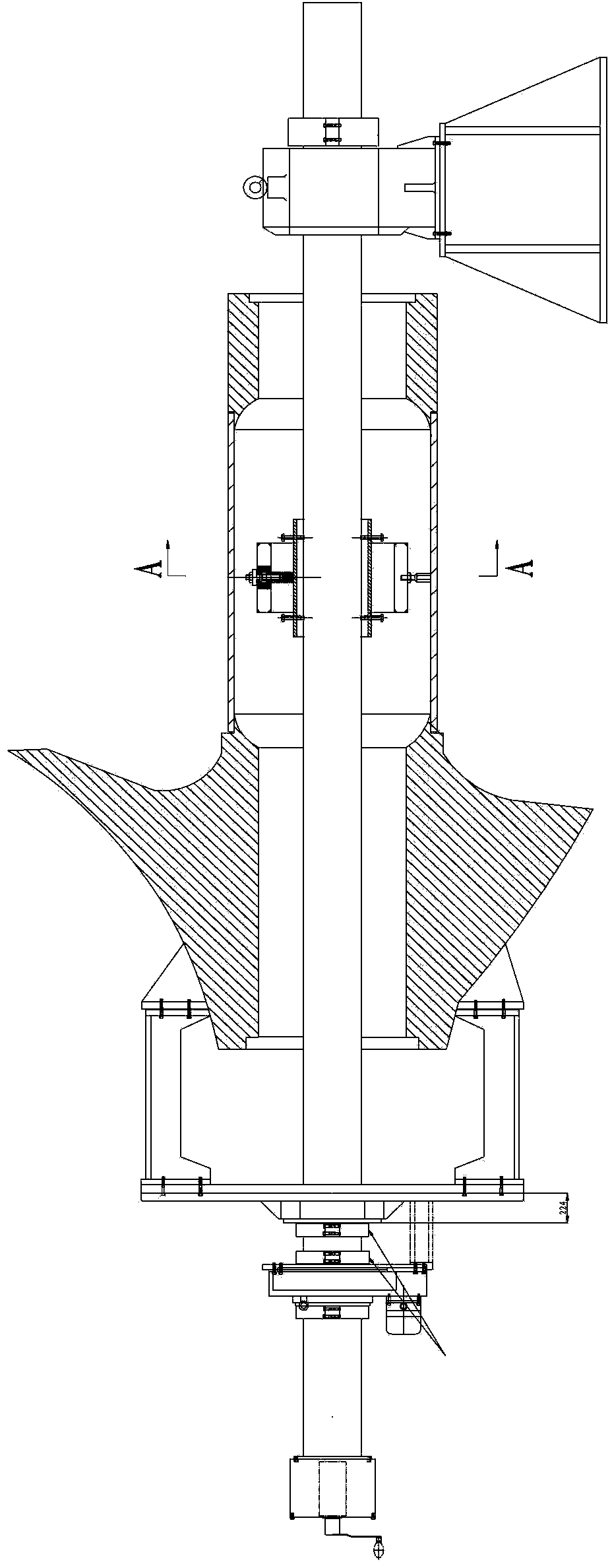 Adjustable middle support device for machining overlength shaft