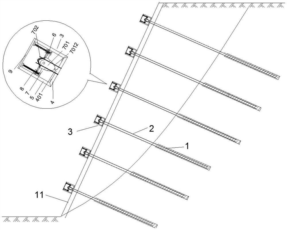 Support method of swing type anti-seismic recoverable anchor rod suitable for complex slope support