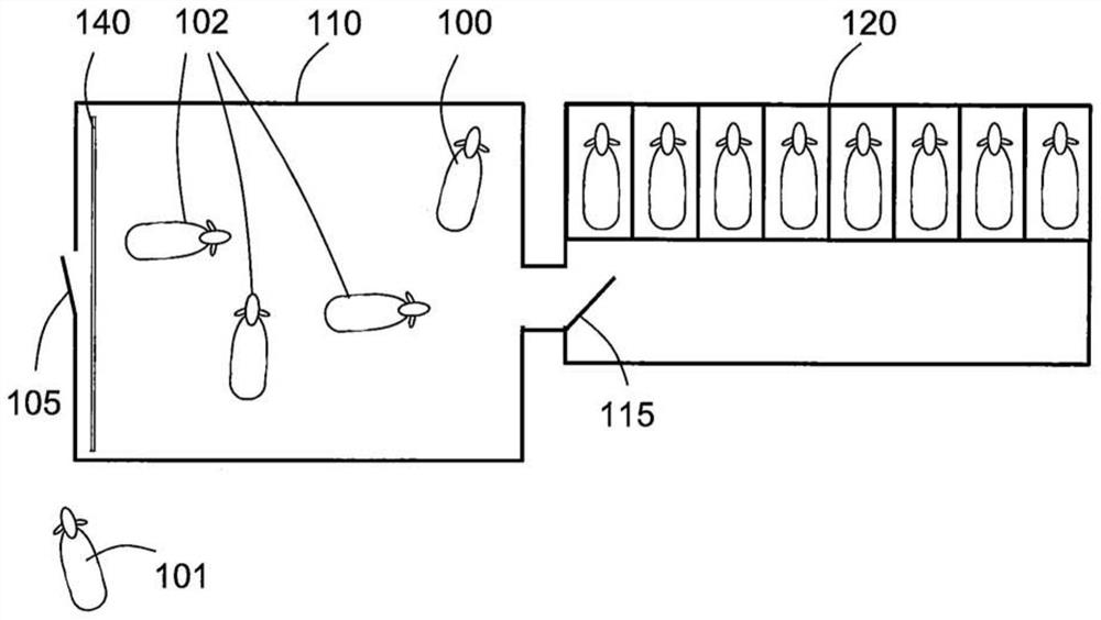 Holding area and method executed in a holding area