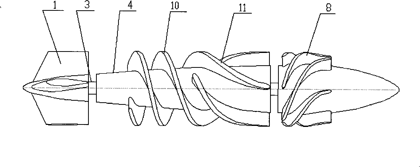 Implanted miniature streamlined shaft bloodshed pump