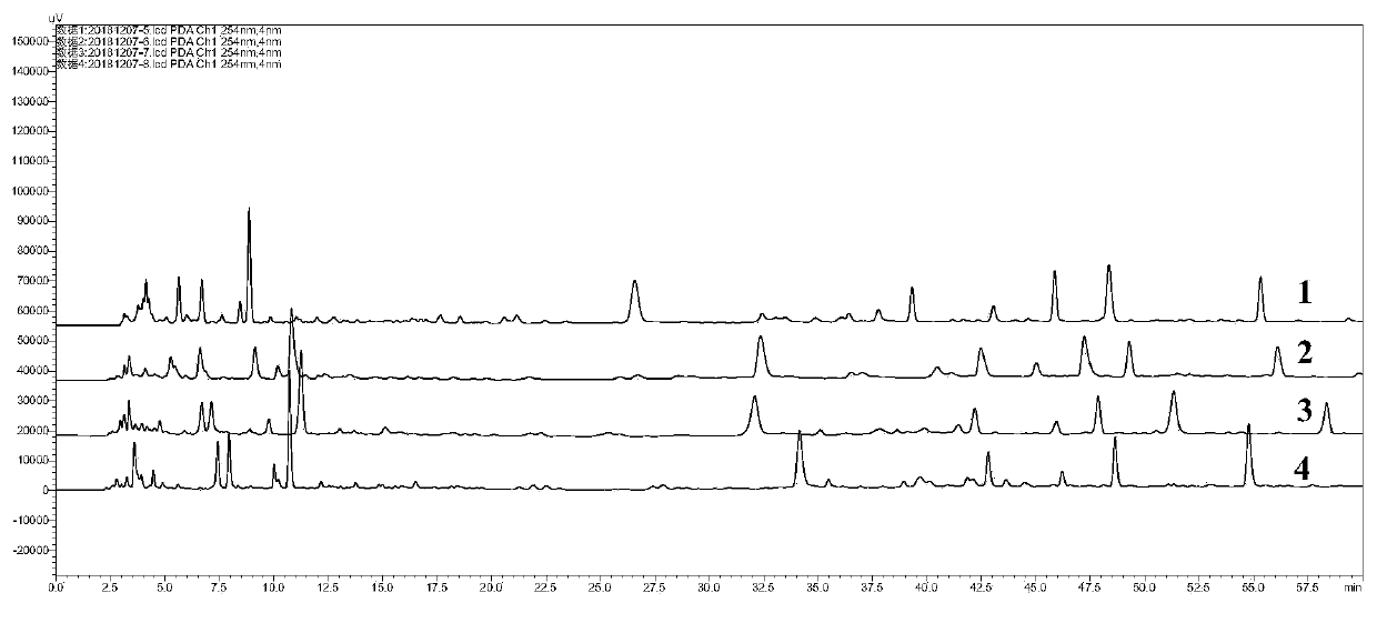 Detection method for HPLC characteristic atlas of Liang Di decoction