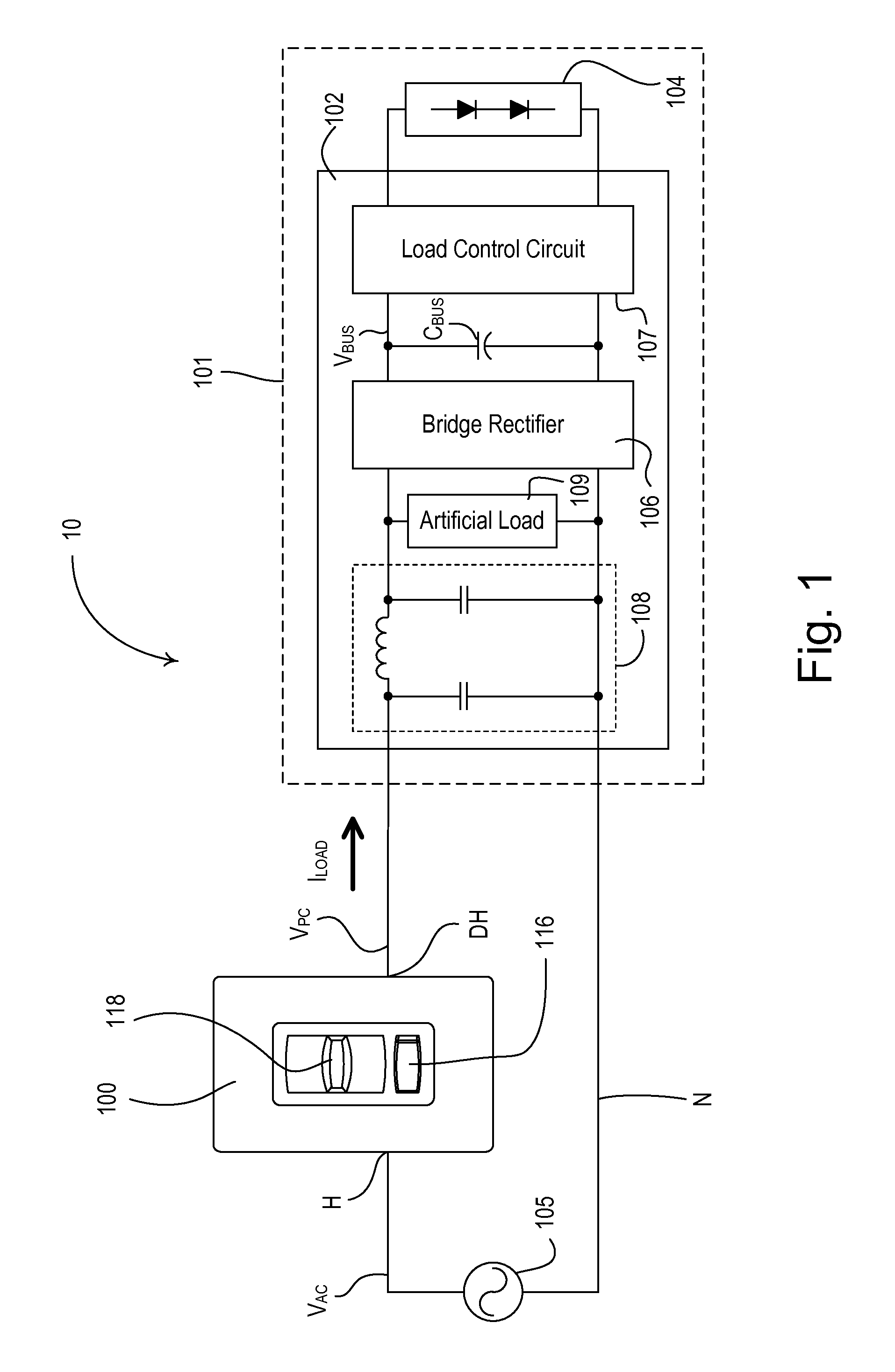 Two-wire dimmer switch for low-power loads