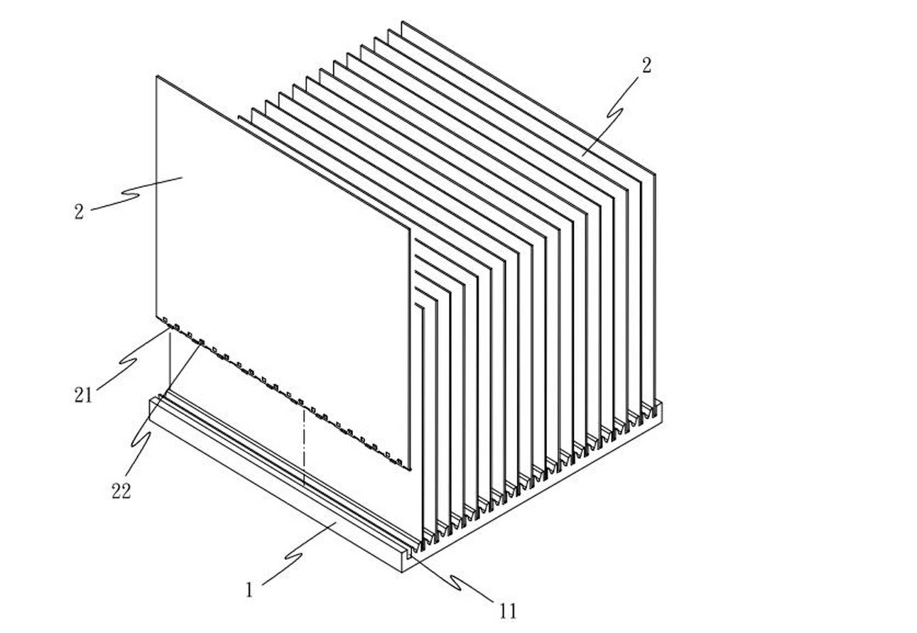 Radiating fin and base combination structure