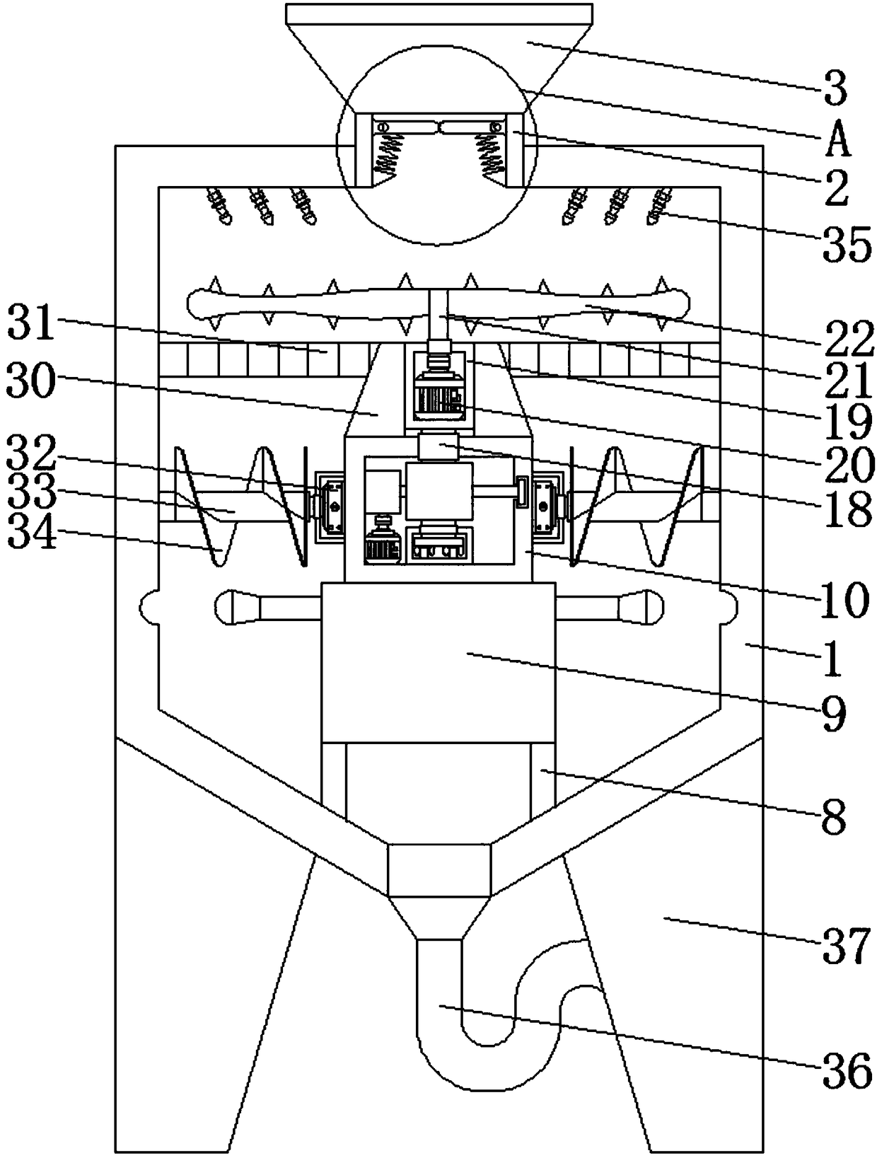 Uniform pulverizing device for food residues