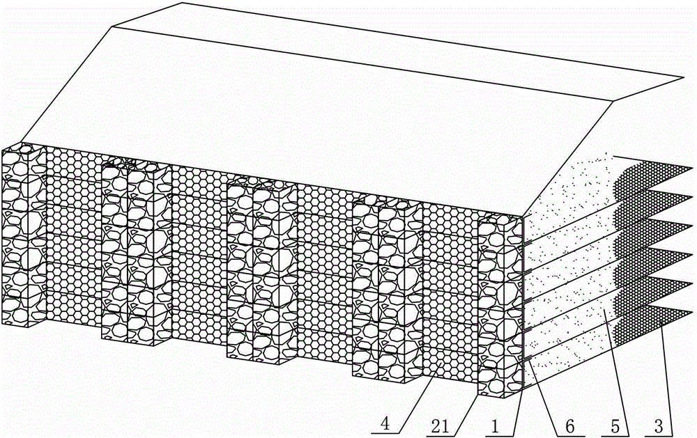 Columnar reinforced gabion retaining wall and construction method thereof