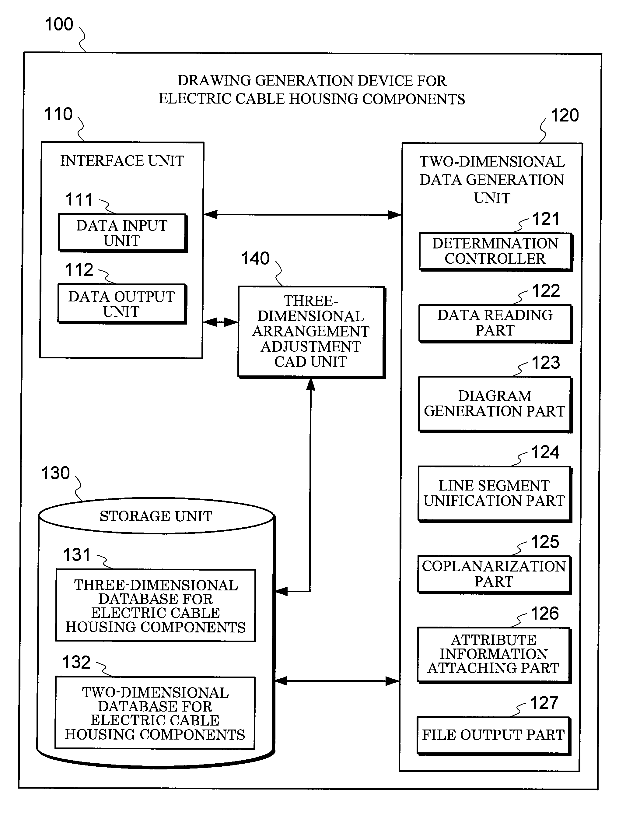 Drawing generation device, method and program for electric cable housing components