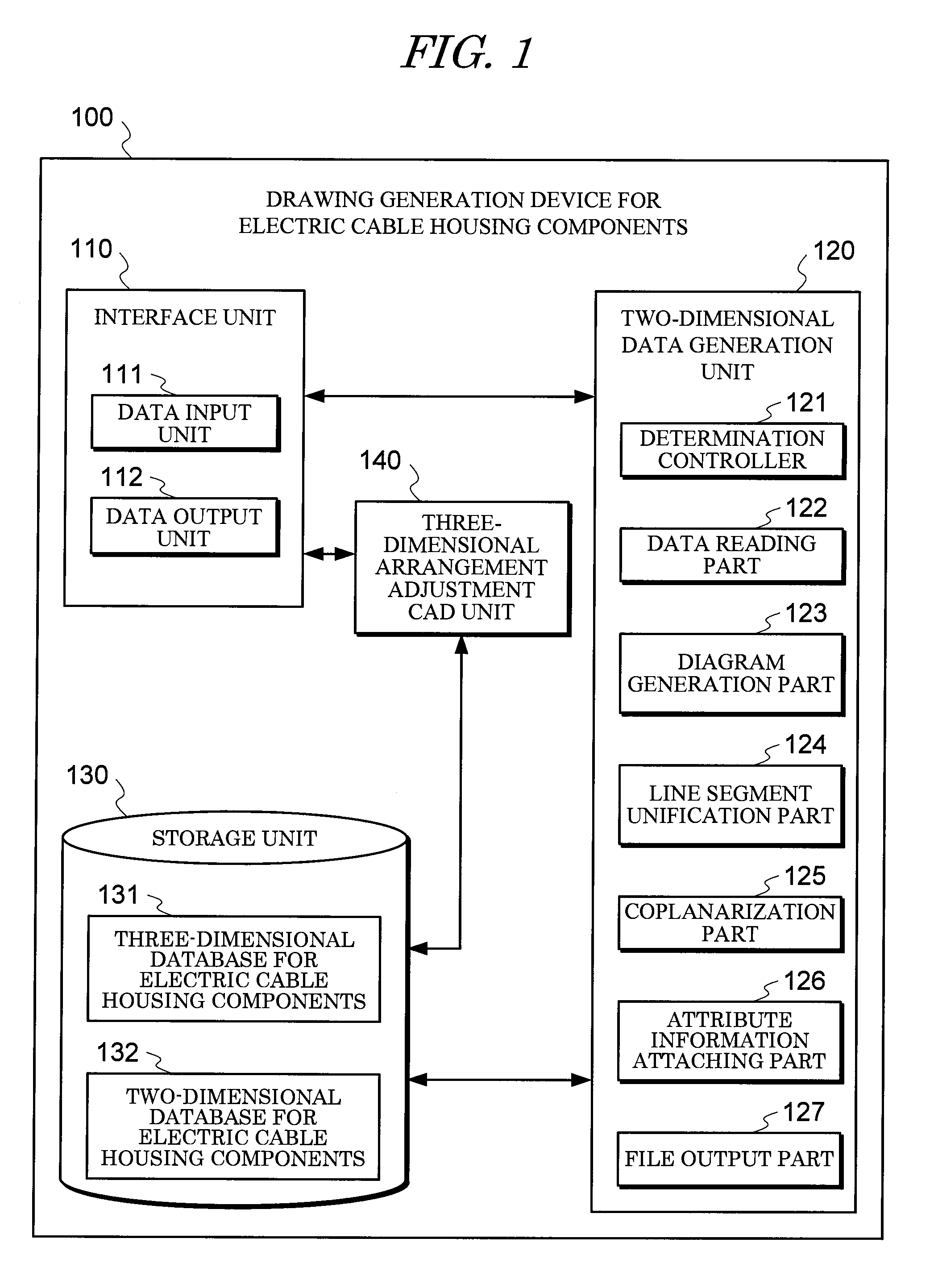 Drawing generation device, method and program for electric cable housing components