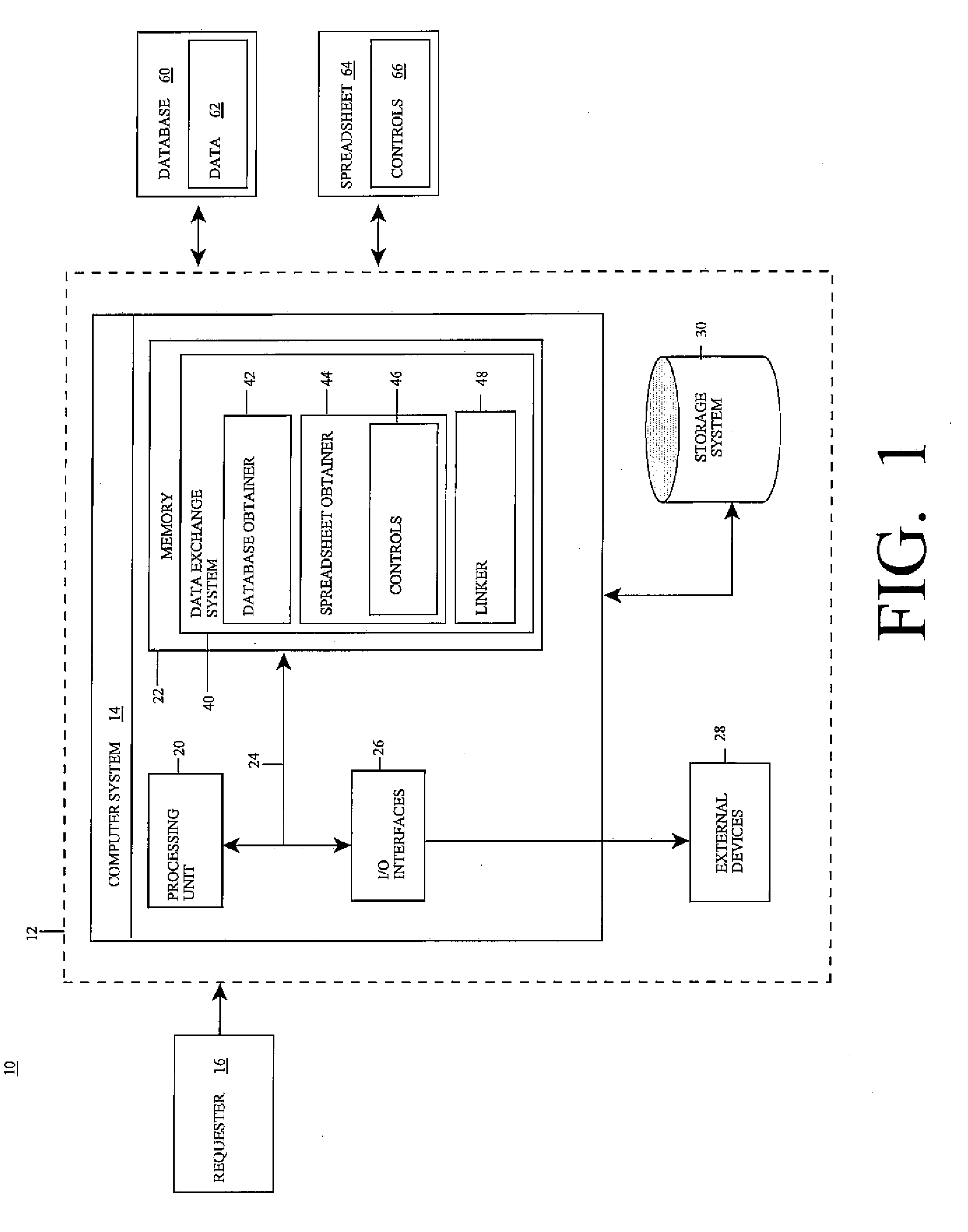 Method, system and program product for defining imports into and exports out from a database system using spread sheets by use of a control language