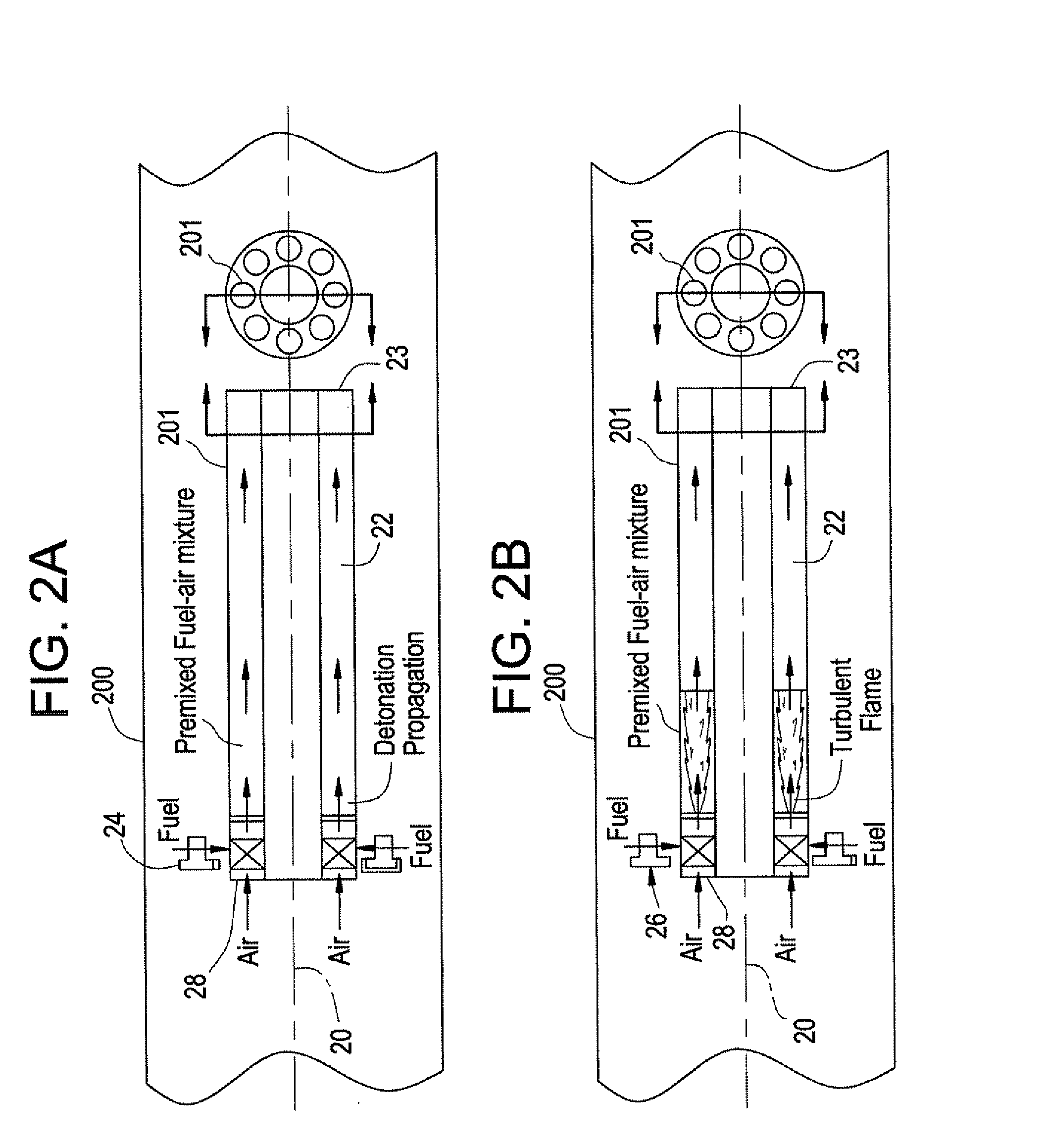 Dual mode combustion operation of a pulse detonation combustor in a hybrid engine