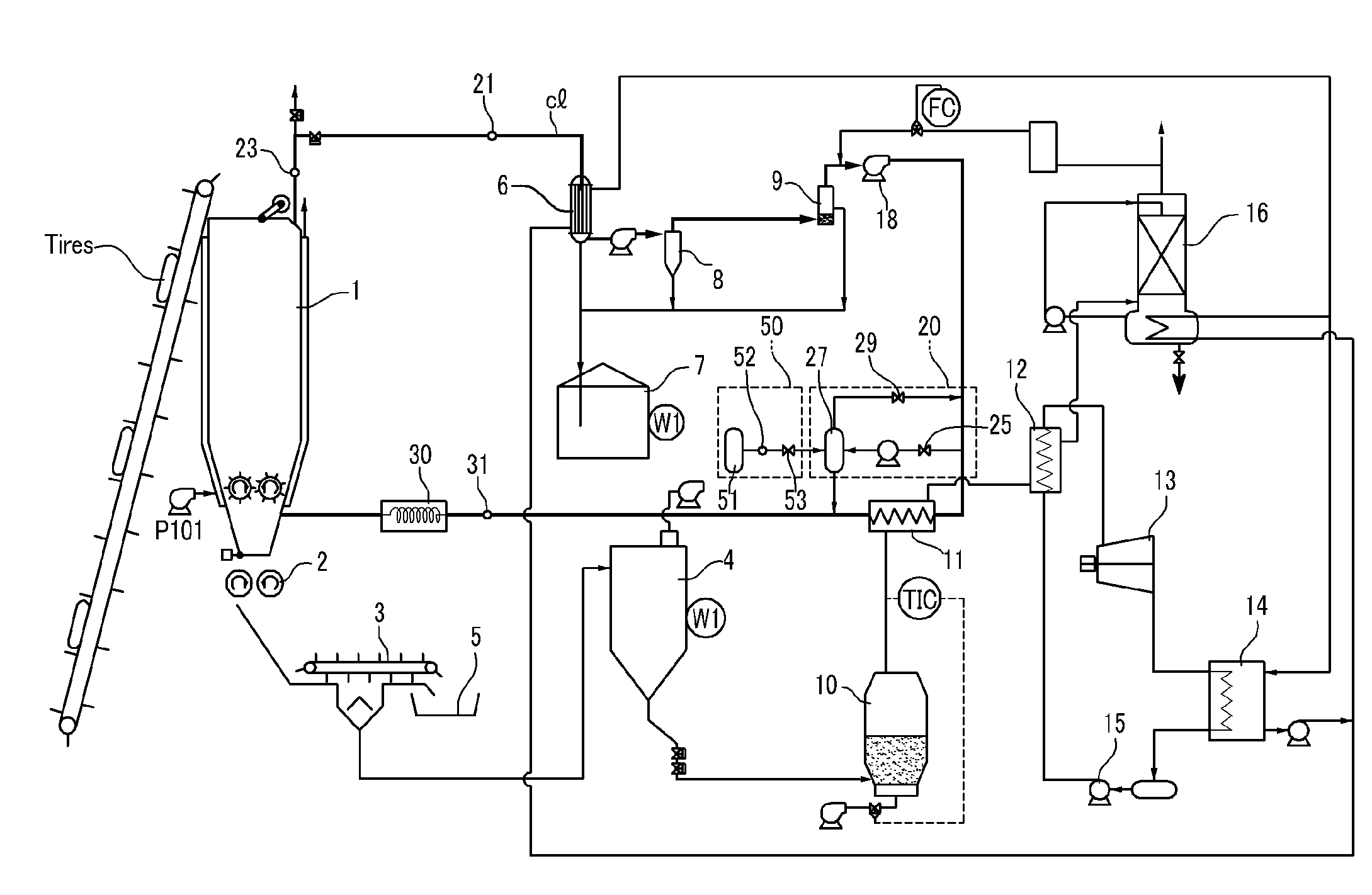 Waste tire recycling system