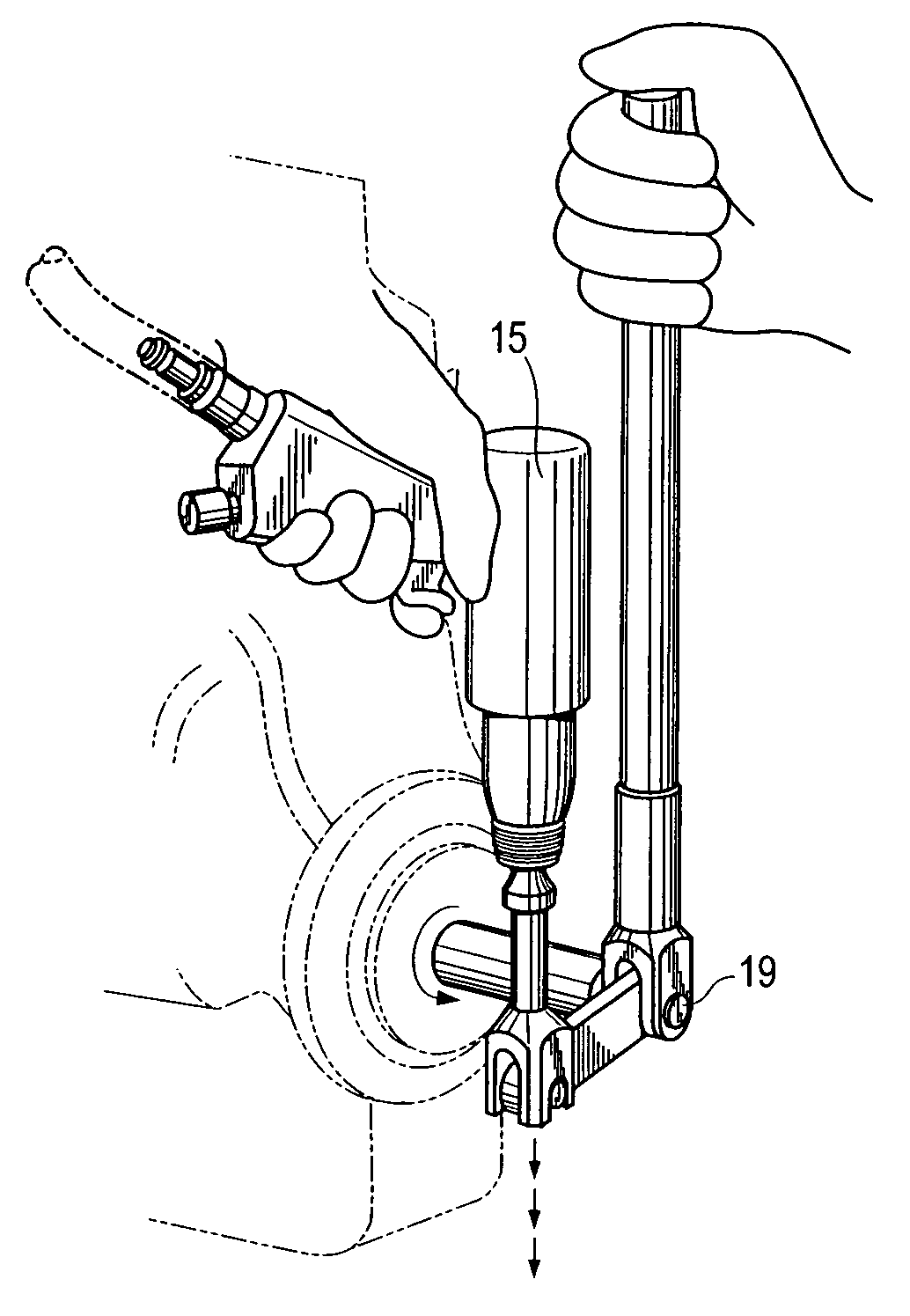 Air actuated pneumatic impact wrench lug bolt tool