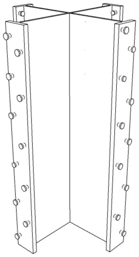 Partially prefabricated high-strength steel reinforced concrete cross-shaped column