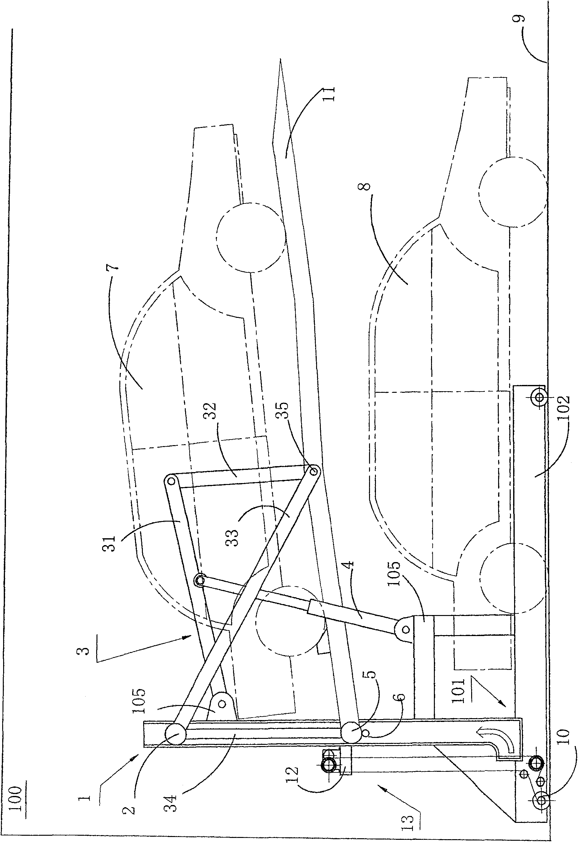 Cantilevered type vehicle carrying board one-position for two-car parking device