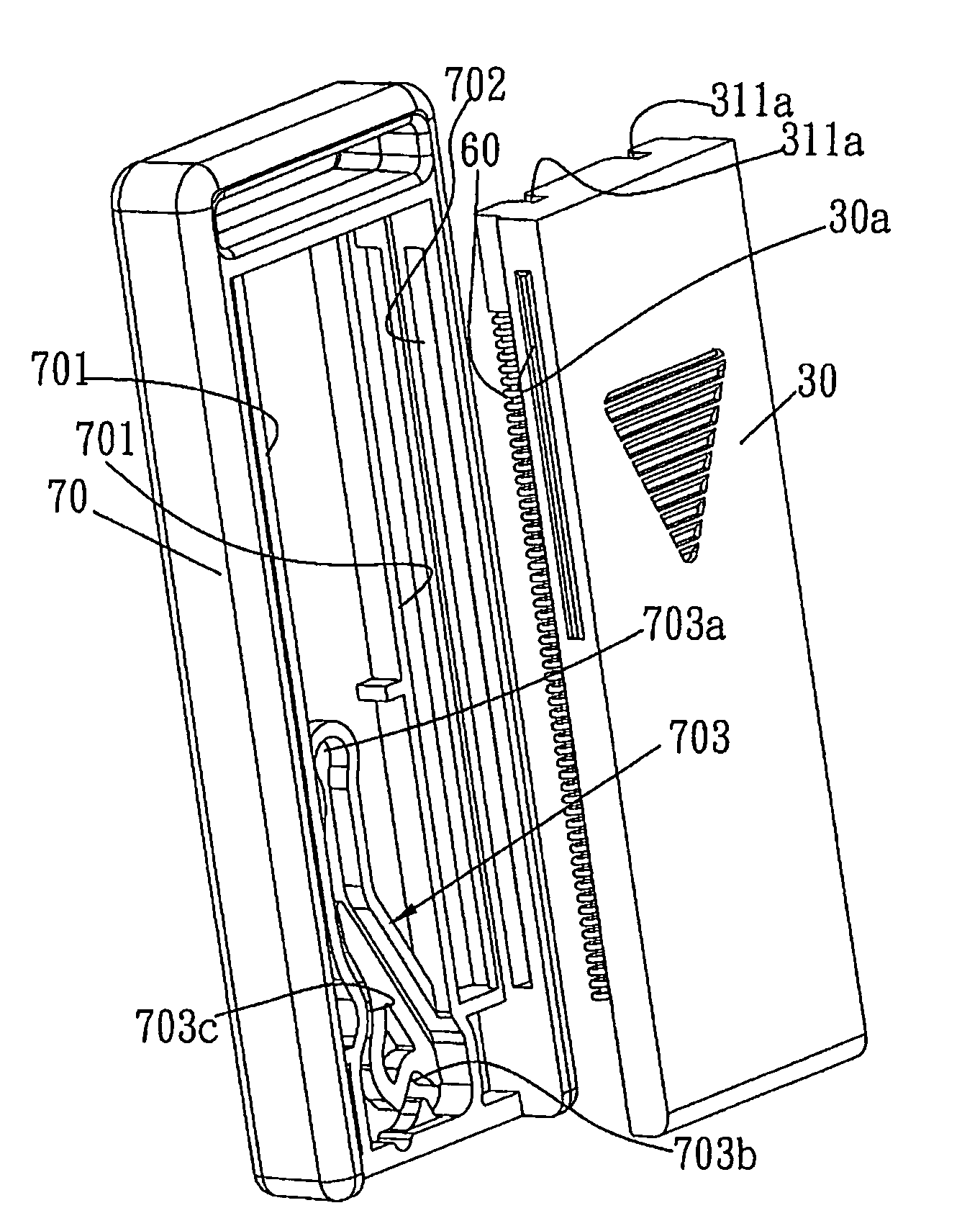 USB connector extension/retraction device for USB flash drive