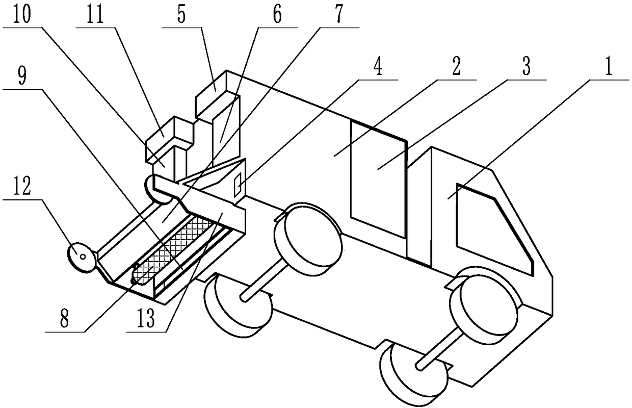 Tree leaf clearing vehicle